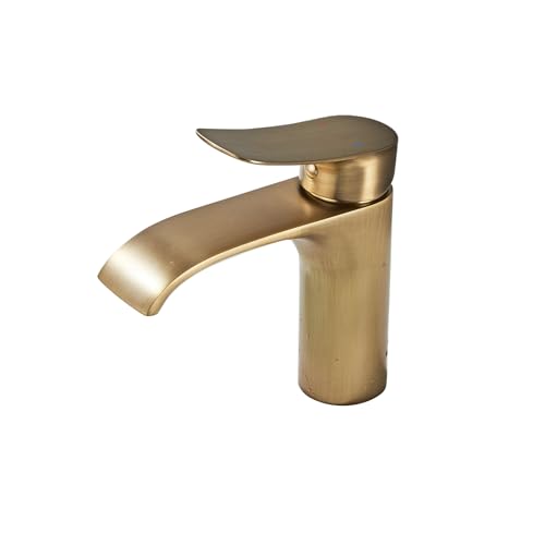 Torneira de casa de banho cascata torneira de casa de banho operação com uma mão um orifício quinta RV lavatório vaidade sanita torneira de latão antigo