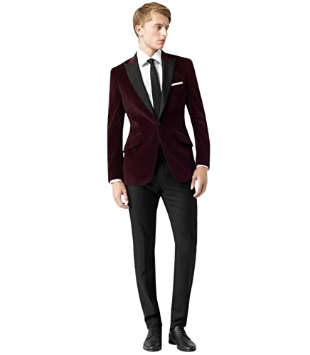 Smoking homme en velours à un bouton veste et pantalon pour dîner