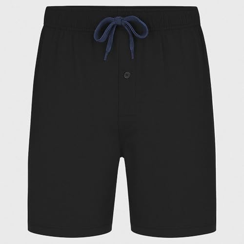 Hanes Men’s 2-Pack Cotton Sleep Shorts – Lightweight Lounge Bottoms 7.5" Inseam, Breathable Fit, Elastic Waist, Pantalones Cortos de Dormir de Algodón, Black/Blue Depth, X-Large2