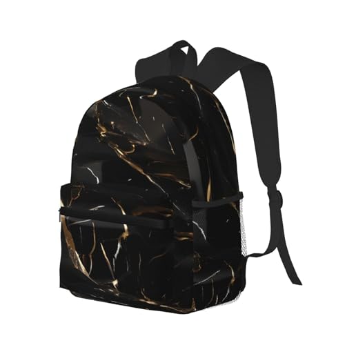 BREAUX Black Gold Marble Print Lightweight And Comfortable Duffel Bag, Casual Daypack, Multipurpose Backpack2