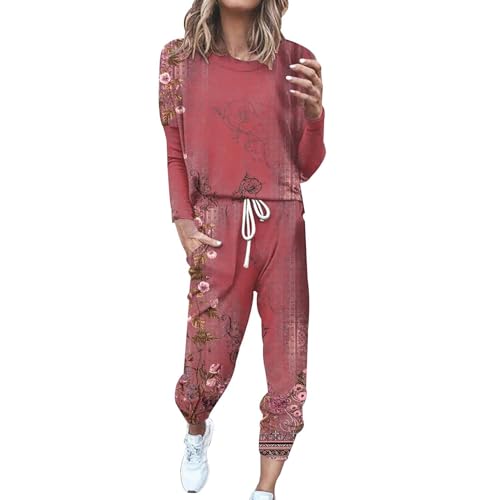Ensemble manches longues imprimé et pantalon décontracté fluide coupe ample