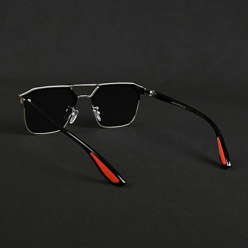 Image of GYNK Square Frame Sunglasses for Men | Premium Metal Frame Sunglasses | Fashion Eyewear for Driving, Travel, Riding, Outdoor Activities, Beach & Daily Wear