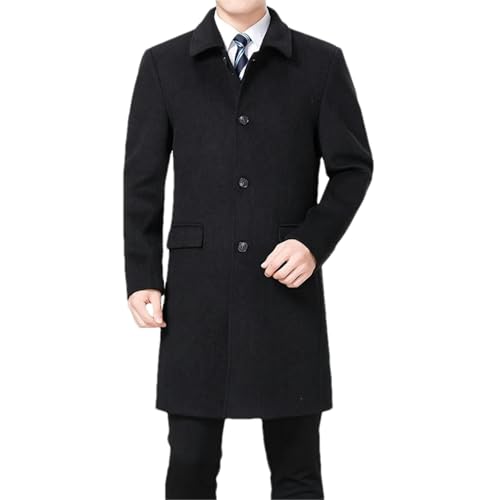 Manteau d'hiver en laine pour homme long chaud veste automne manteau noir BK001 M