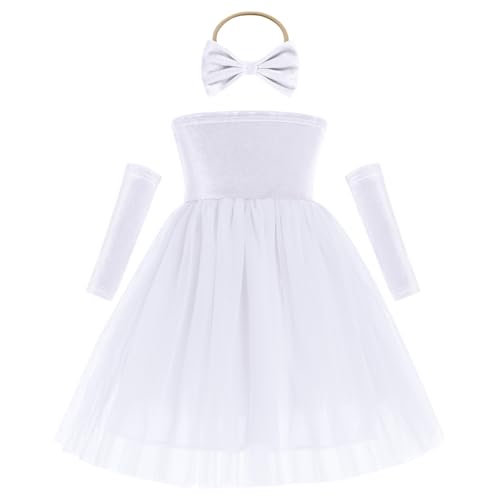 Strapless Velvet Dress for Girls Velvet Tutu Dress Fall Christmas Holiday Birthday Party Wedding Dress Headband Armbands Set