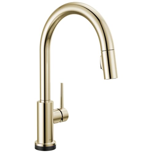 Delta Trinsic Touchless Kitchen Faucet with Touch Technology, Polished Nickel Kitchen Sink Faucet with Pull Down Sprayer, Single Hole, Polished Nickel 9159TL-PN-DST