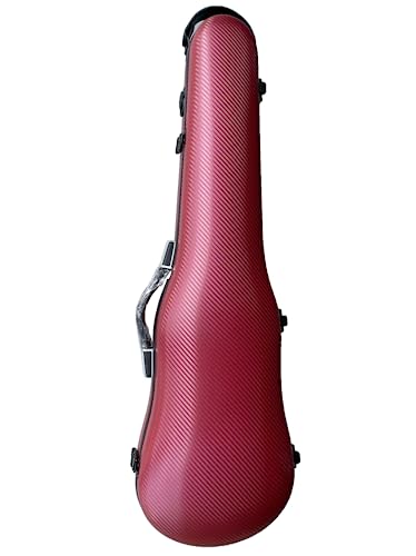 WUQIMUSC Violin Case hard shell 4/4 Lightweight Carbon fiber Anti-Scratch Shaped Flight case with Backstraps,Built-in Hygrometer(red)