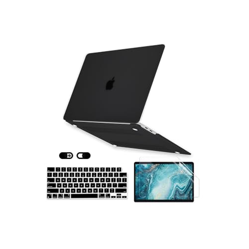 iDonzon Case for MacBook Air 13 inch A1466 A1369 2010-2017 Release 5 in 1 Plastic Hard Shell&Keyboard Cover&Screen Protector&Webcam Cover Crystal Black
