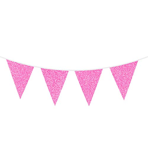 Amakando Cadena de Fiesta Rosa como decoración Colgante/Rosa 6m / Brillante Cadena de banderines para cumpleaños/Inmejorable para Fiestas de jardín y barbacoas
