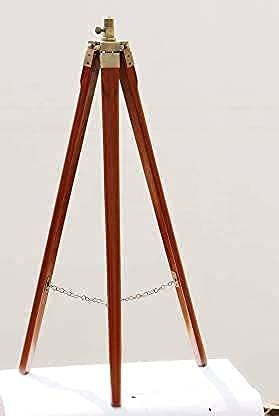 M.R MR Enterprises Decorative Antique Wooden Tripod Floor Lamp Stand Without Shade and Bulb (Brown)