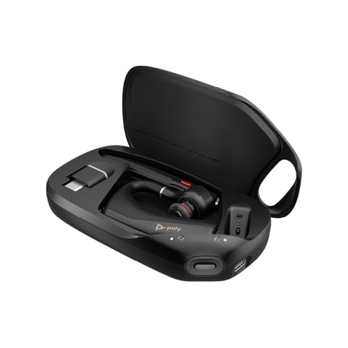 Poly Voyager Legend 50 UC Bluetooth Headset with Charging Case - 4 Noise-Canceling Mics, AI NoiseBlockAI & WindSmart Tech - Bluetooth Headphones with Mic, Smart Call Controls, All-Day Comfort