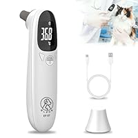 HOVCEH Ohrthermometer Hund, Fieberthermometer Hund mit LED Anzeige, 12,8 * 3,9 cm Tragbares Fieberthermometer Ohr, Fiebererkennung für Katzen, Hunde, Kühe, Ferd(Weiß)
