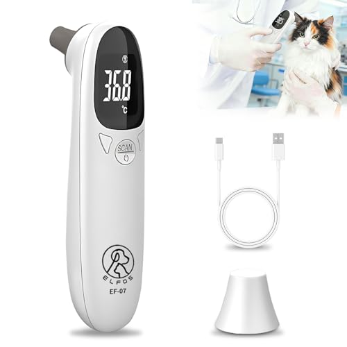 HOVCEH Thermomètre pour Animaux, Thermomètres Vétérinaires pour Animaux, 12,8 * 3,9 cm Thermomètreoreille, Thermomètreauriculaire pour Bovins Chiens...