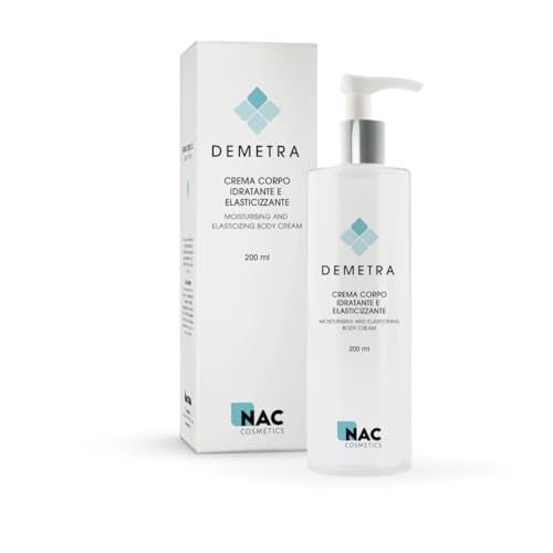 Nactura Demetra Crema Corporal Hidratante y Elasticizante 200 ml con Acerola, Microesferas de Vitamina C y E, Piel Tonificada y Nutrida, Producto Natural Fabricado en Italia