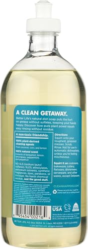 Image of Better Life Dish Soap - Liquid Dishwashing Soap with Vitamin E and Aloe for Home & Kitchen Sink - No Gloves Required Kitchen Soap for Sensitive Skin - 22oz Lemon Mint