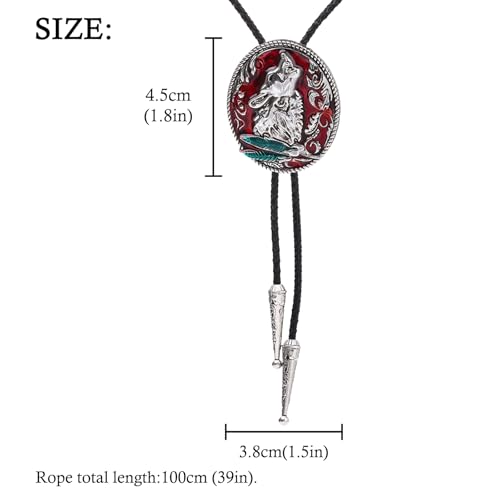 Image of HUABOLA CALYN Native American Bolo tie Rodeo Cowboy Leather Necktie Western Bolo ties for Men Women Necktie for Concert Fans