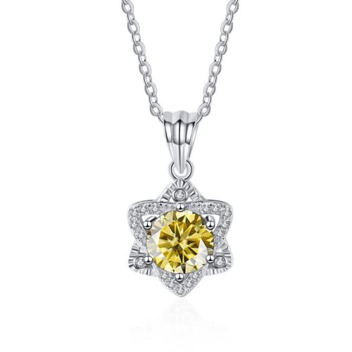 Collier Moissanite Femmes 1ct d Colore pendentif étoile bleu jaune rose