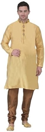 ITOS365 Mens Tunic Art Silk Kurta Pajama Pyjama Set Wedding Indian Clothing Casual Party Dress Gifts Items