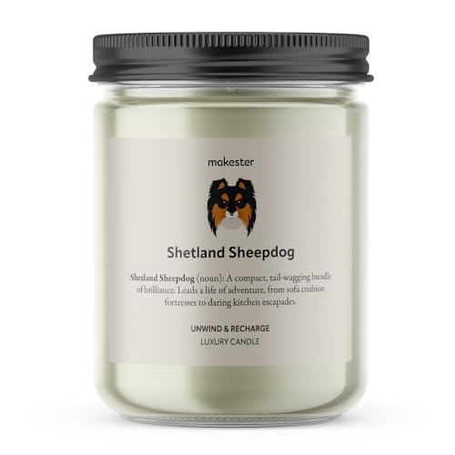 Shetland Sheepdog Gifts - Luxury Soy Wax Candle - Vanilla, Jasmine, Sugared Almond - Makester, White - Image 2