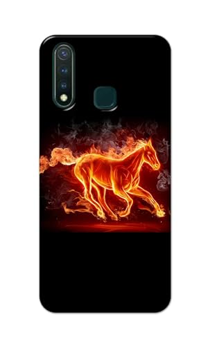 Image of PRINTFIDAA Printed Hard Back Cover Case for Vivo Y19 | Vivo U3 Back Cover (Fiery Horse) -112