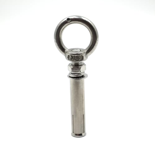 Image of 5 /16 inch x 4-3 /16 inch Expansion Eyebolt Screw Heavy Duty 304 Stainless Steel Shoulder Eye Bolts for Concrete Wall, Brick Anchor, Lifting Ring Fastener 5 Pack
