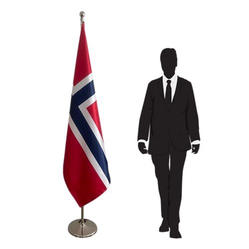 Drapeau Norvégien avec mât et base de bureau stable CN2-NO