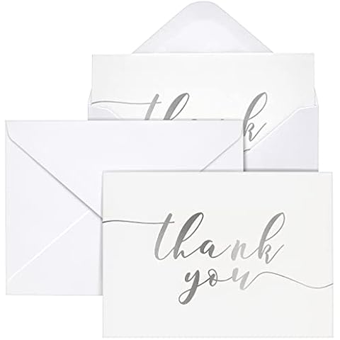 Thank You Cards - 120-Pack Thank You Notes, Gradient Handwritten Design, Bulk Cards Set for Wedding, Baby Shower, Birthday, Blank on the Inside, Includes Envelopes, White, 3.75 x 5 Inches Cover