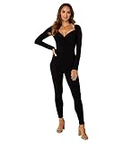 Norma Kamali womens Long Sleeve Sweetheart Catsuit Jumpsuit, Black, Medium US