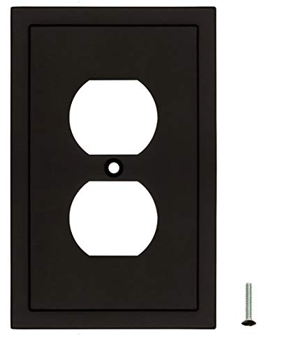 Modern Edge Decorative Wall Plate Switch Plate Outlet Cover, Durable Solid Zinc Alloy (Single Duplex 2Pk, Matte Black) #TOP7