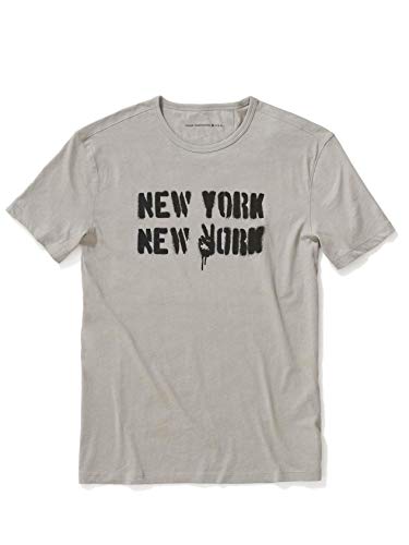 John Varvatos Star USA Men's Short Sleeve NY NY Peace Graphic Crew T-Shirt Medium Stone Grey