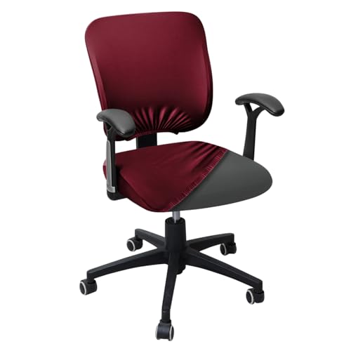 Image of HOKIPO Office Chair Cover for Task Chair - 140 GSM Stretchable Fabric - Anti-Slip & Washable - Fits Small Office Chairs Without Headrest, Maroon (AR-6203-MRN)