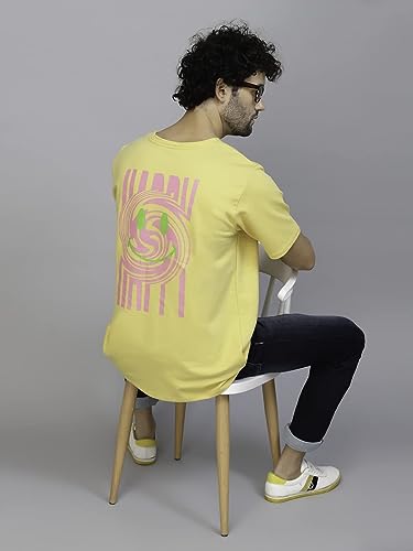 Image of Rigo Back Printed Half Sleeves Round Neck Oversized T-Shirt for Men | Drop Shoulder T-Shirt for Men | Loose Baggy Fit T-Shirt for Men