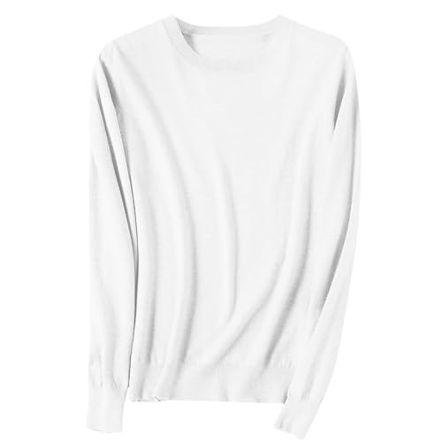 OIOLOYJM Fall Cashmere Sweaters for Women 2025 Crewneck Long Sleeve Tops Knitted Pullovers Lightweight Merino Wool Sweater