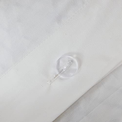 Image of INK+IVY Nea 100% Cotton Duvet Set Mid Century Modern Design, All Season Comforter Cover Bedding Set, Matching Shams, Full /Queen, Stripes Teasel White 3 Piece