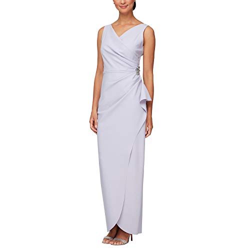 Image of Alex Evenings Women's Slimming Long Side Ruched Dress with Cascade Ruffle Skirt