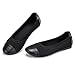 Frank Mully Women's Ballet Flats Round Toe Walking Flats Slip On Work Shoes Knitted Flats Shoes for Woman Soft Lightweight,Synthetic Leather,Black 11
