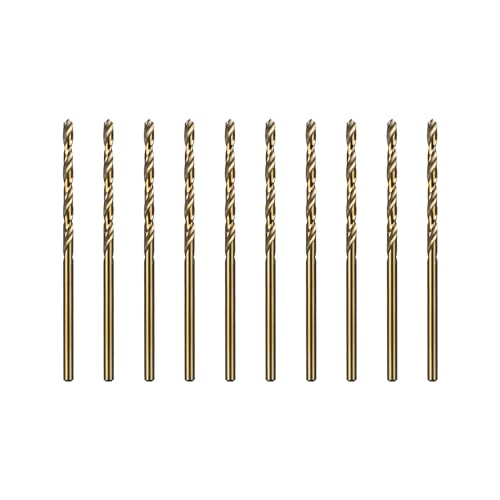 SALI Cobalt Drill Bit Set 10Pcs 3/32 M35 High Speed Steel Jobber Length Drill Bit Kit for Hardened Metal Stainless Steel Cast Iron Wood and Plastic with Index Storage Case