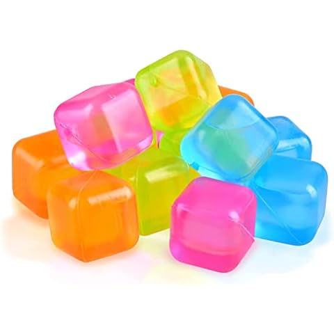 WHITE HILL 40 x Re - usable Ice Cube, Re-freezable Plastic Ice Cubes Re - usable, Square Ice Cube for Drinks BPA Free (Multicolour) (Pack 40) Cover