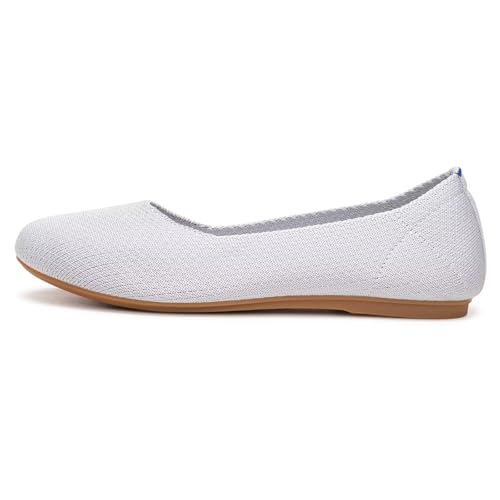 Image of Frank Mully Women's Ballet Flat Shoes Knit Dress Shoes Round Toe Slip On Ballerina Flats for Woman Low Wedge Comfort Soft