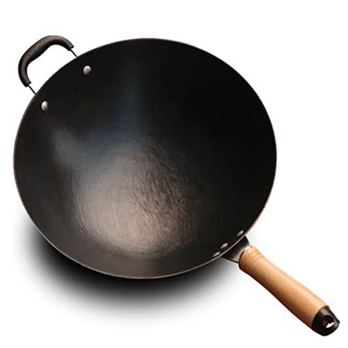 Wok chino tradicional de hierro martillado 13.38 pulgadas