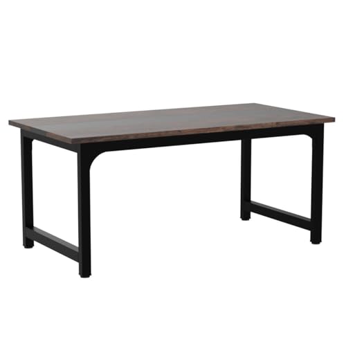Image of Tribesigns 63 inch Executive Desk, Large Office Computer Desk with Thicken Frame, Modern Simple Workstation Business Furniture for Home Office, Vintage Brown /Black