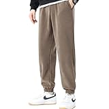 [AUREV] メンズ フリースパンツ 無地 3色 裏起毛 暖かい スウェット イージーパンツ ジョガー ルームウェア 秋冬(茶,XXL)