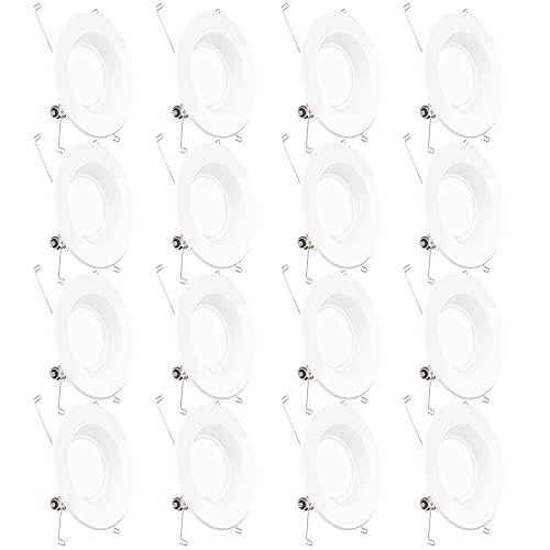 Sunco Lighting 16 Pack 5/6 Inch LED Can Lights Retrofit Recessed Lighting, Smooth Trim, Dimmable, 6000K Daylight Deluxe, 13W=75W, 965 LM, Damp Rated, Replacement Conversion Kit – UL