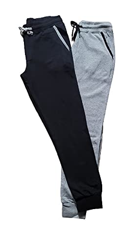 ANWA Set of 2 French Terry Joggers for Men with Back Pocket and Contrast Lining, Sweatpants for Men Casual Light Weight Yoga Pant (Large)