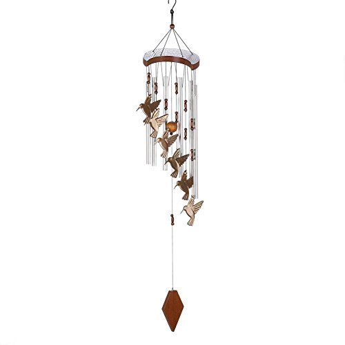BESTChoiceForYou Hummingbird Flutter Windchime, Best Sound Wind Chimes Metal Unique Craft Hummingbird Flutter, Hummingbird Flutter Windchime Metal Accent Outdoor Cutouts Bead Wooden Sings Breeze Chime