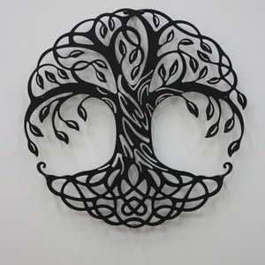 Image of Herrlich Homes Tree of Life Metal Wall Art | Family Tree Wall Decor| Living Room Decor, Life Of Tree, Home Decor (60cmx60cm) Black