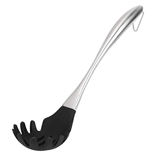 Image of Good Grip Pasta Fork Spaghetti Server Silicone+Strong and Durable Nylon Core with Stainless Steel + Silicone Handle for Non-Stick Cookware Utensil Steel Pasta Server (Red)