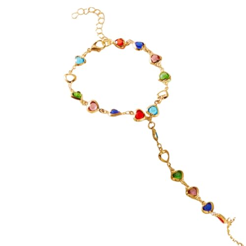 Bracelet en perles cristal cœur léger avec bague à pompons amovible pour femme