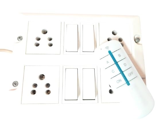 Image of Modular Gang Box With Four Socket And One Remote Control | Smart Remote-Controlled Switch Board For Home And Office | Remote Control White Extension Board