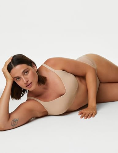 Image of Marks & Spencer Solid Beige Polyester Womens Flexifit Non Wired Full Cup Bra