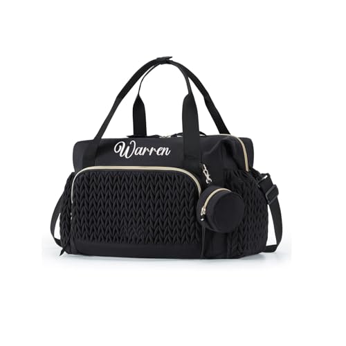 Zhongzhi Sac à langer de grande capacité avec nom personnalisé pour maman, sac à suspendre pour poussette, maternité et femme (noir)
